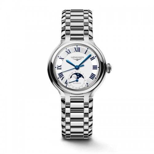 Longines PrimaLuna Moonphase 34 mm stainless steel automatic watch