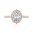 A.JAFFE Quilted Floral Milgrain Oval Engagement Semi Mount
