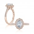 A.JAFFE Quilted Floral Milgrain Oval Engagement Semi Mount