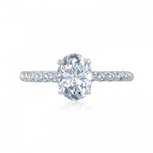 A.JAFFE Pave Twisted Band Oval Solitaire Semi Mount