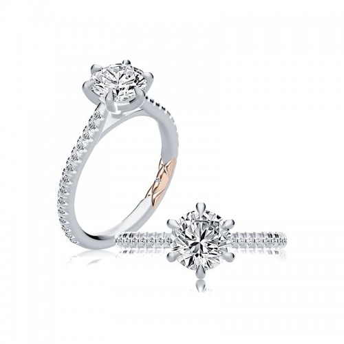 A.JAFFE Classic Six Prong Round Diamond Engagement Semi Mount