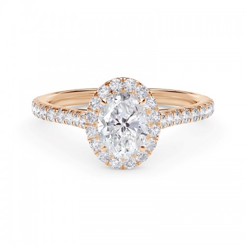 Oval Halo Engagement Ring with Diamond Band