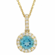 Blue Topaz & Diamond Pendant