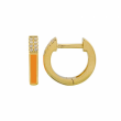 Enamel & Half Diamond Huggie Earrings
