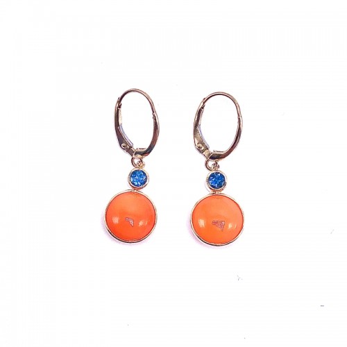 Round Carnelian & London Topaz Earrings by Olivia B