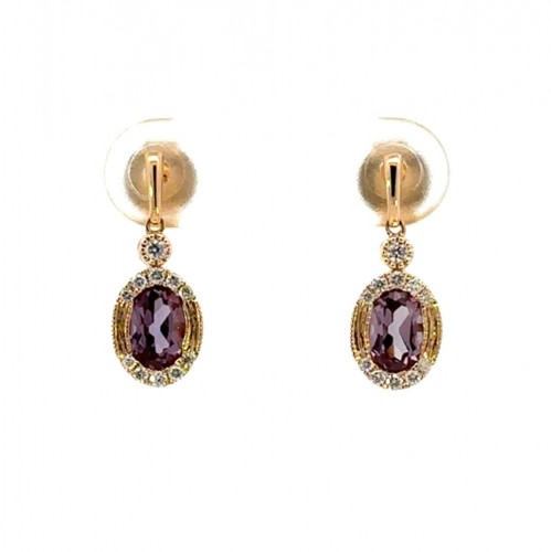 Created Alexandrite and Diamond Oval Earrings
