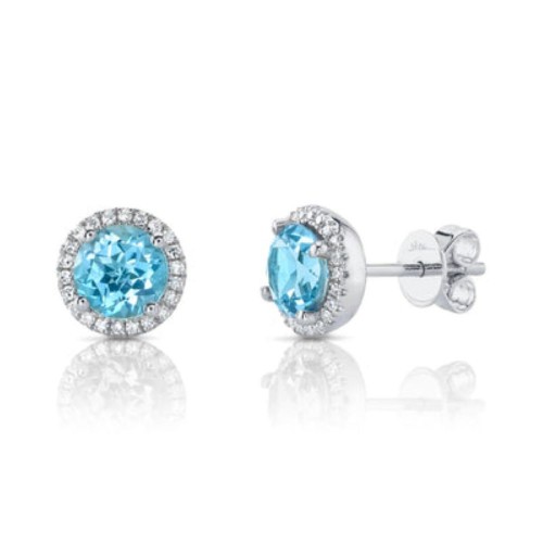 Blue Topaz and Diamond Earrings