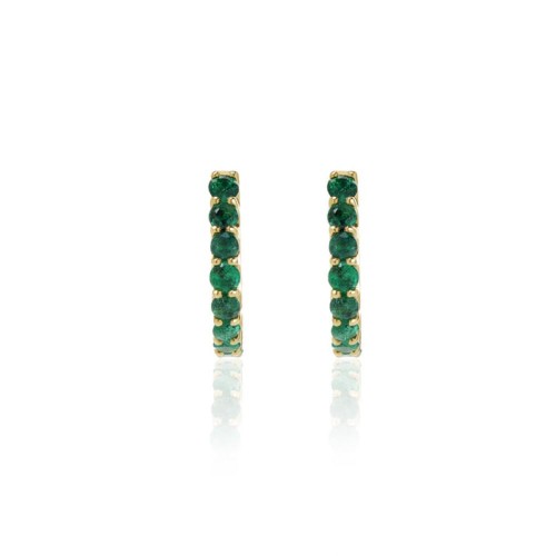 Emerald Huggie Hoop Earrings