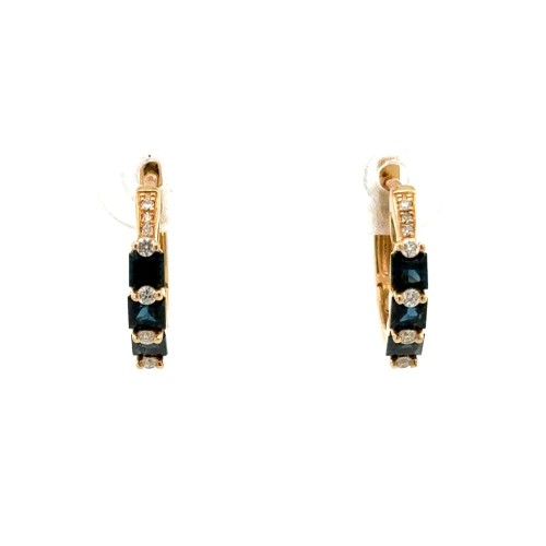 Sapphire and Diamond Hoops