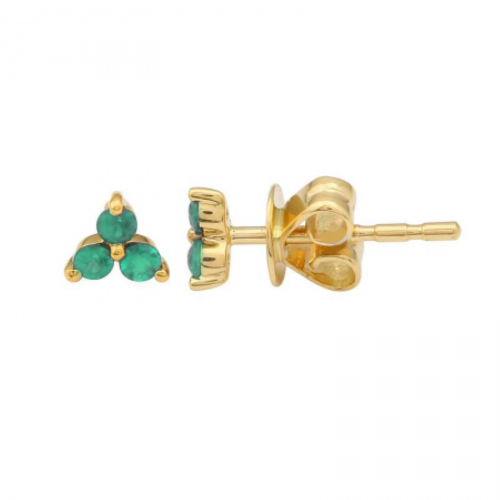 Trinity Emerald Stud Earrings