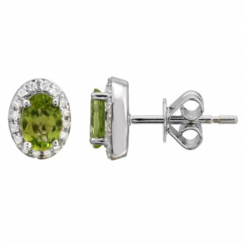 Peridot and Diamond Stud Earrings