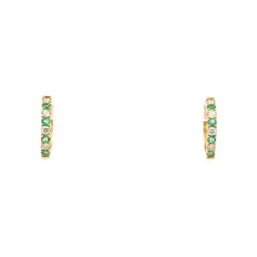 Emerald and Diamond Hoop Earrings