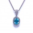 Oval Blue Zircon & Diamond Halo Pendant