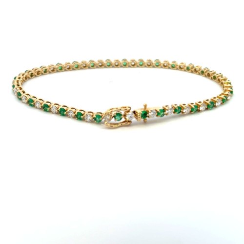 Emerald and Diamond Tennis Bracelet
