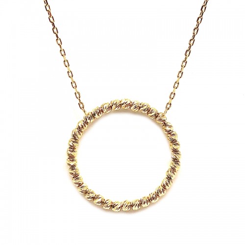 Open Diamond Cut Circle Pendant