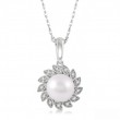 Sunflower Pearl & Diamond Pendant