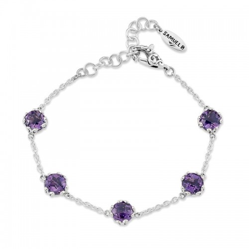 Samuel B. Amethyst Station Silver Bracelet