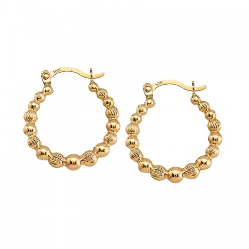 Gold Bead Hoop Earrings