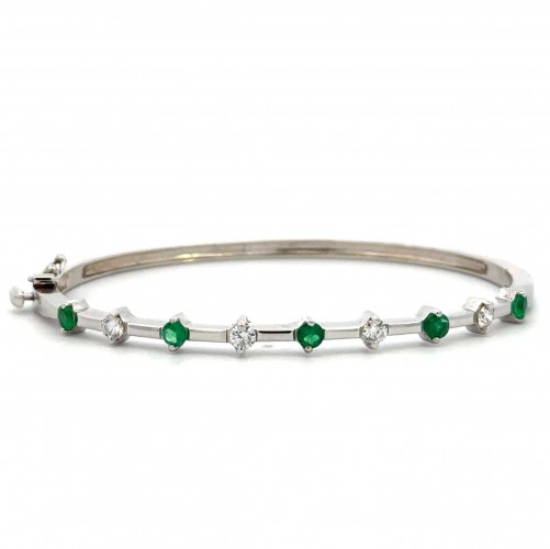 Estate Emerald and Diamond Bangle