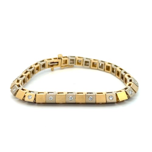 Estate Modern Style Diamond Bracelet with Matte Finish 1.10ct TW 14K White/Yellow Gold.