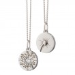 Intaglio Charm with Dandelion and Princess Cut White Sapphires Pendant