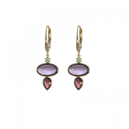 Amethyst and Rhodolite  Earrings by Olivia B