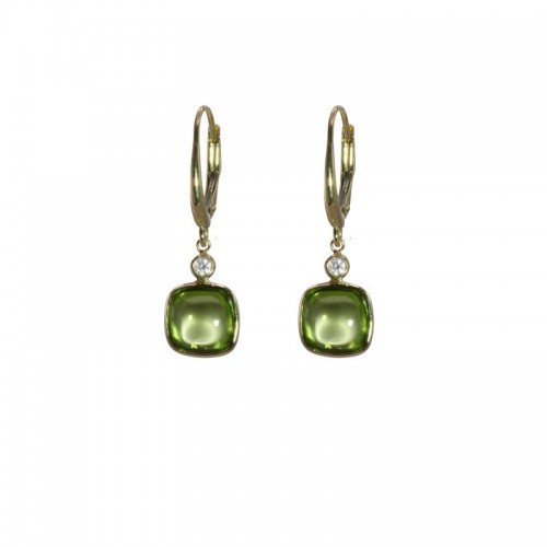 Peridot and Diamond  Earrings