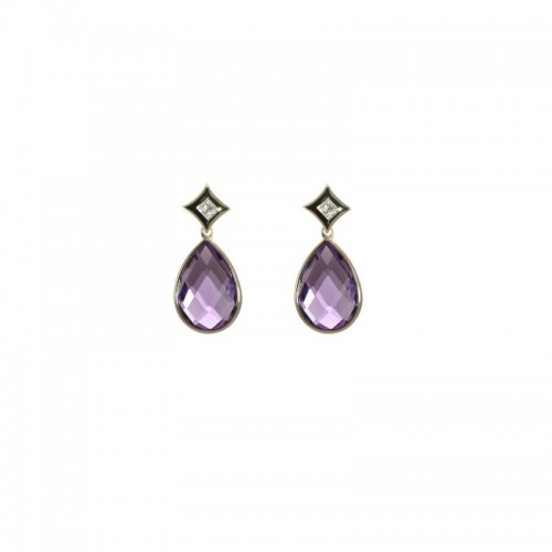 Amethyst and Diamond Earrings