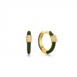 Ania Haie Forest Green Enamel Carabiner Gold  Hoop Earrings
