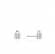 Ania Haie Silver Padlock Sparkle Stud Earrings