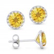 Citrine & Diamond Earrings, 1.55Ctw Citrines