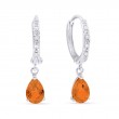 Created Orange Corundum & Diamond Earrings