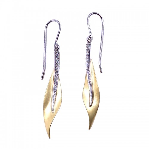 Simon G. Gold Leaf Drop Diamond Earrings