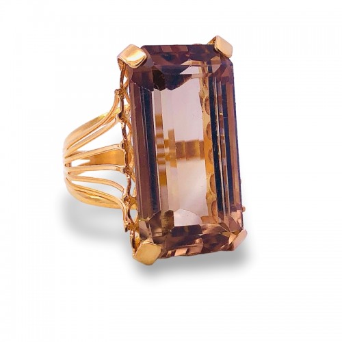 Estate Rectangle Smokey Quartz Ring