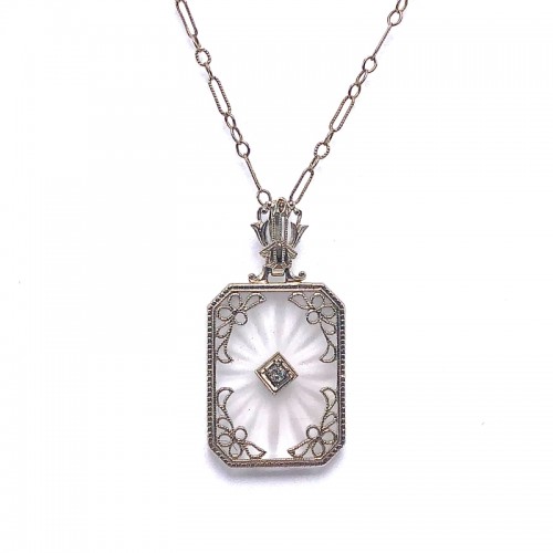 Estate Crystal & Diamond Pendant