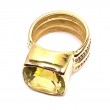 Estate Lemon Quartz Bezel Byzantine Ring
