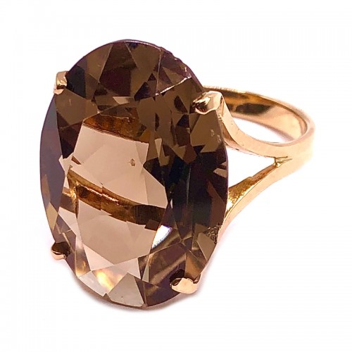 Estate Oval Smokey Quartz Faceted Ring