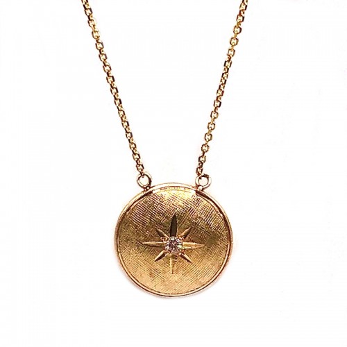Estate Diamond Florentine Disc Pendant