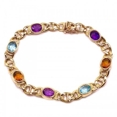 Estate Multi Semi-Precious Gemstone Bracelet