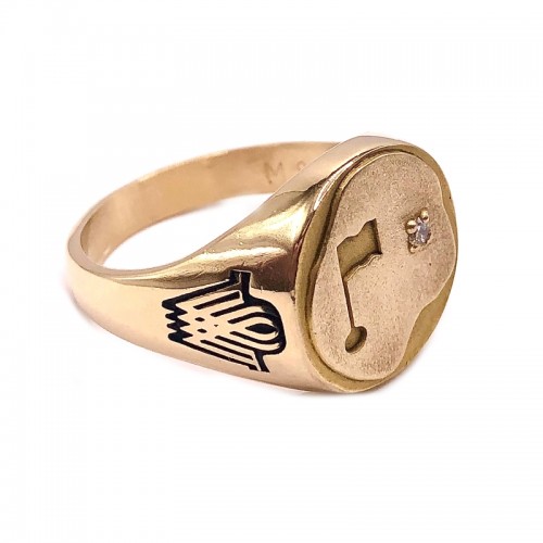 Estate Golf Flag Ring With Diamond