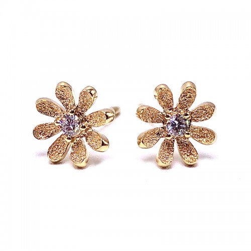 Diamond Flower Stud Earrings