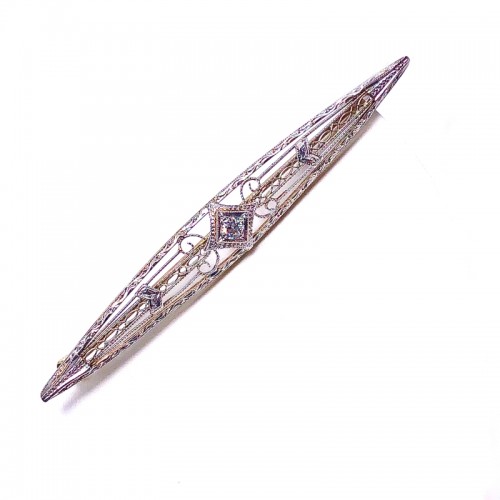 Estate Filigree Pin With Diamond