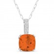Created Orange Corundum & Diamond Pendant