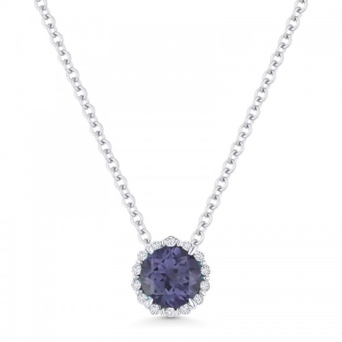 Alexandrite Created and Diamond Pendant