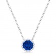Created Blue Corundum & Diamond Pendant
