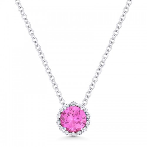 Pink Corundum & Diamond Pendant