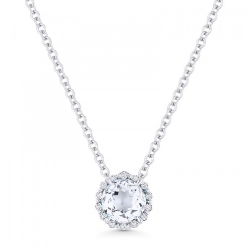 White Topaz & Diamond Pendant