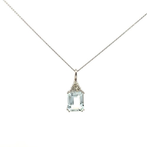 Aquamarine and Diamond Pendant