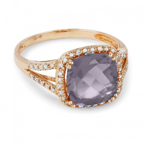 Pink Amethyst & Diamond Ring