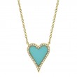 Composite Turquoise Heart & Diamond Necklace